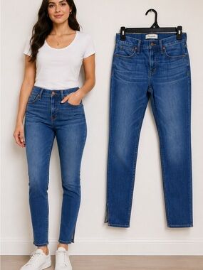 Madewell 9” High Rise Skinny Jeans Women’s Size 27 Blue Wash Side Slit Ankle